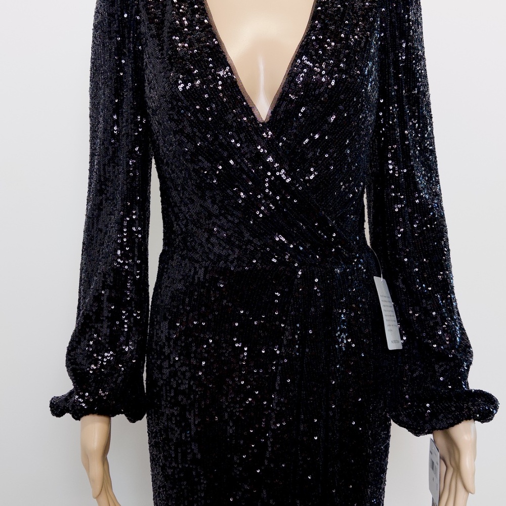 Xscape Long Sleeve Sequin Gown - Picture 3 of 13